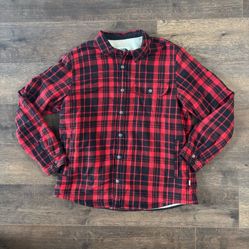 The North Face Sherpa Lined Button Down Insulated Shirt Jacket White/Red - XL